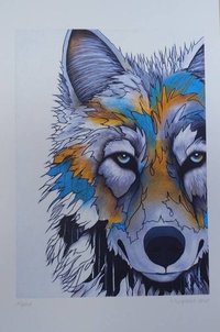 Alpha - Wolf by Micqaela Jones Te-Moak Tribe Artist 6"x9" Art Card