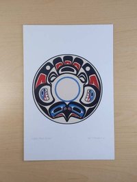 Eagle Bowl Drum by Joe Mandur Jr Haida Artist 6"x9" Art Card