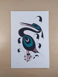 Heron by Danny Dennis Tsimshian Artist 6"x9" Art Card