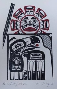 Raven Steals the Sun by Carl Stromquist Salish Artist 6"x9" Art Card