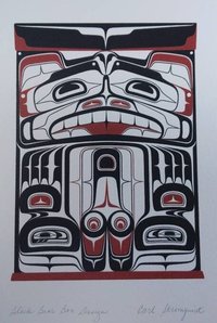 Black Bear Box Design by Carl Stromquist Salish Artist 6"x9" Art Card