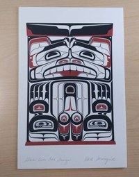 Black Bear Box Design by Carl Stromquist Salish Artist 6"x9" Art Card