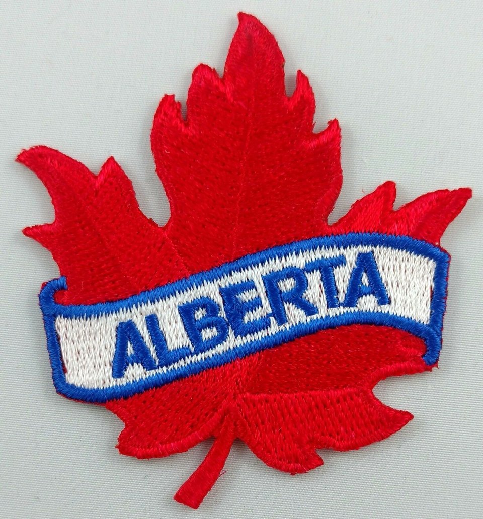 Alberta Maple Leaf Patch Embroidered Iron On Applique Crest