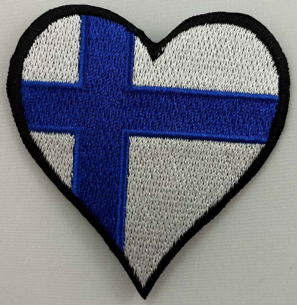 Finland Heart Flag Patch Badge Embroidered Iron On Applique C/P