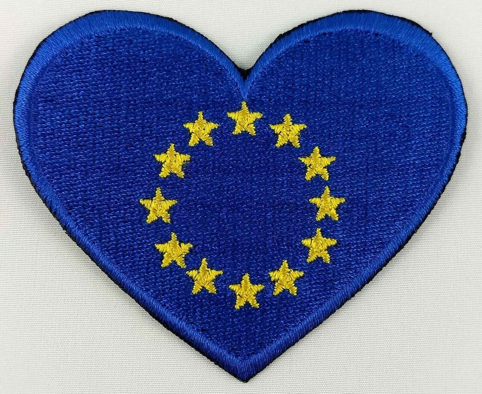 European Union EU Heart Flag Patch Badge Embroidered Iron On Applique C/P