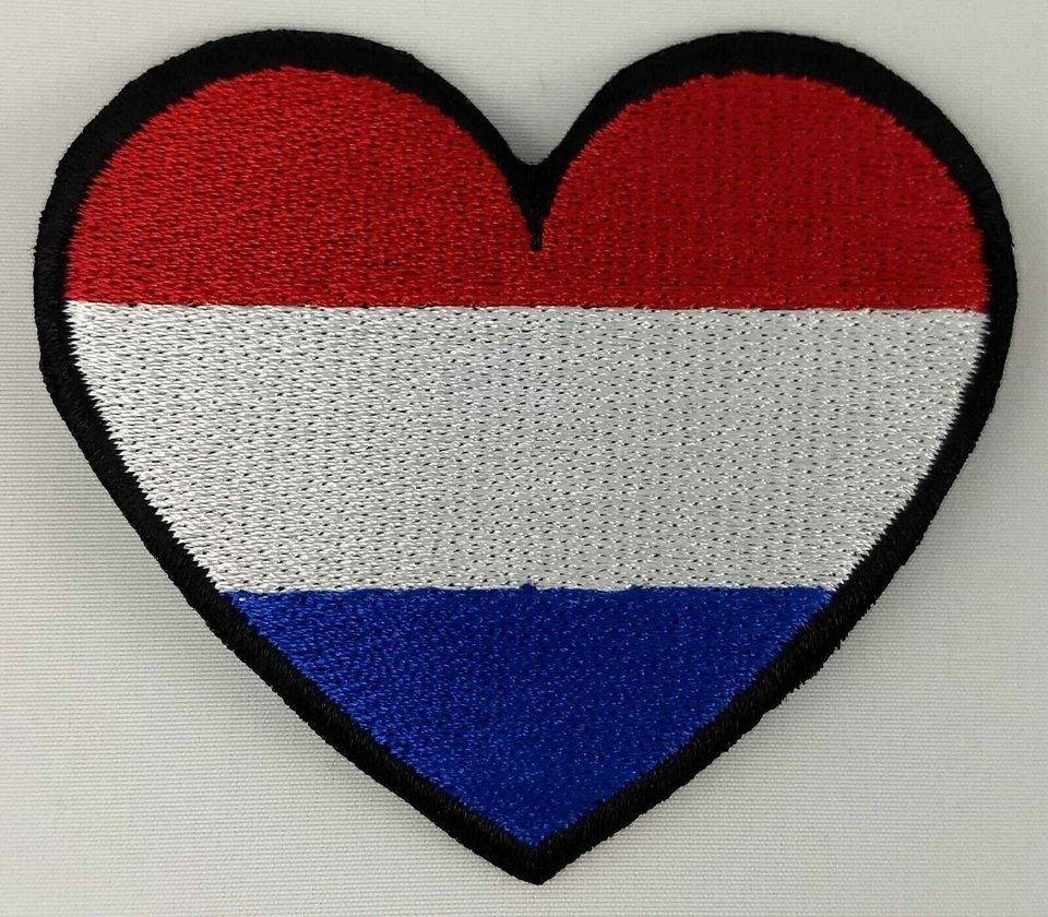 Netherlands Heart Flag Patch Badge Embroidered Iron On Applique C/P
