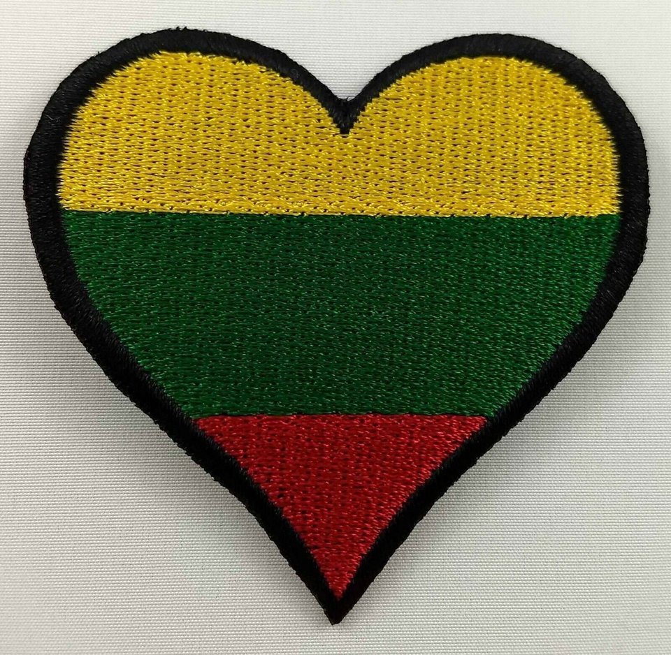 Lithuania Heart Flag Patch Badge Embroidered Iron On Applique C/P