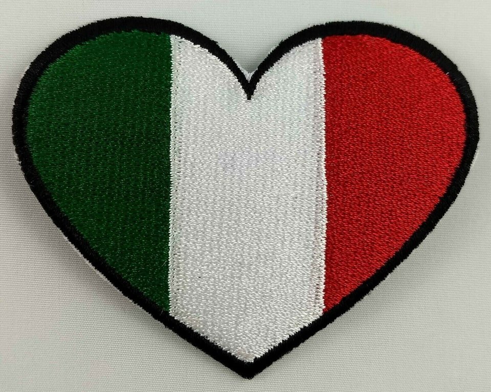 Italy Heart Flag Patch Badge Embroidered Iron On Applique C/P