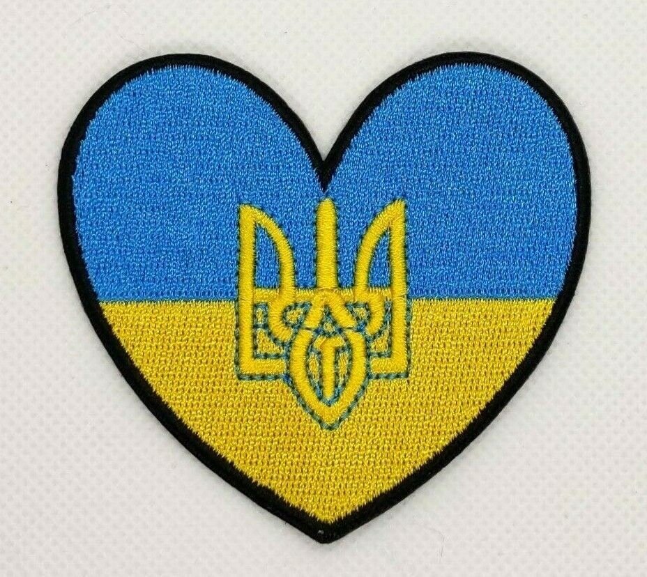 Ukraine trident heart flag patch badge embroidered iron on applique ukrainian