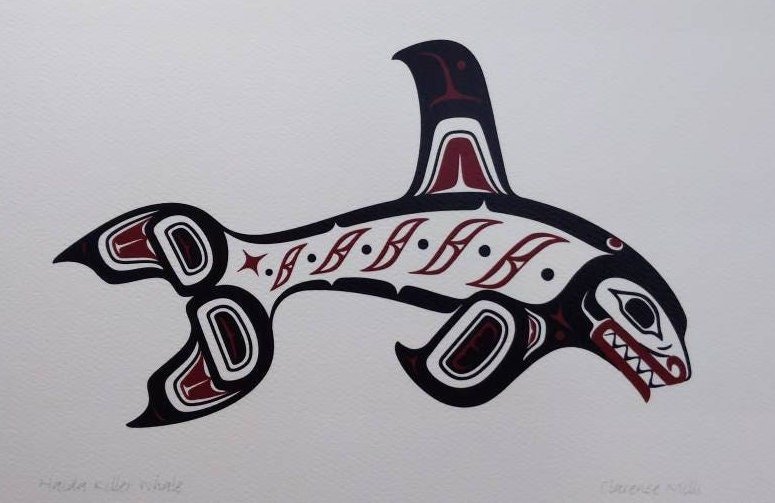 Haida Killer Whale by Clarence Mills Haida Artist 6"x9" art card