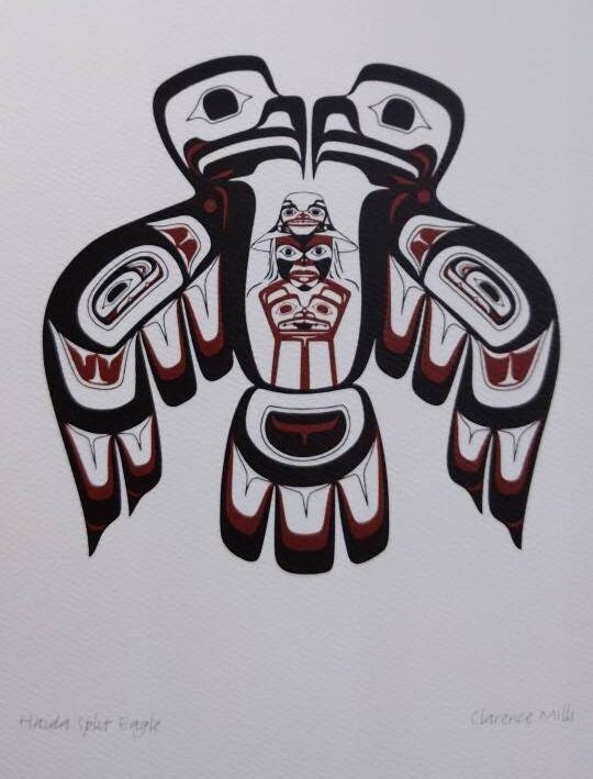 Haida Split Eagle by Clarence Mills Haida Artist 6"x9" art card
