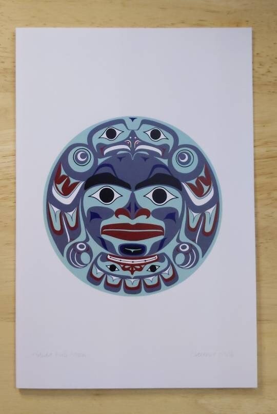 Haida Full Moon by Clarence Mills Haida Artist 6"x9" art card