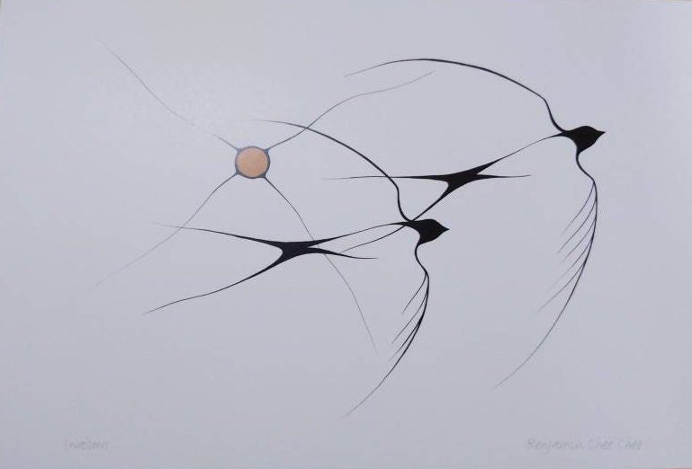 Swallows by Benjamin Chee Chee Ojibway Artist 6"x9" Art Card