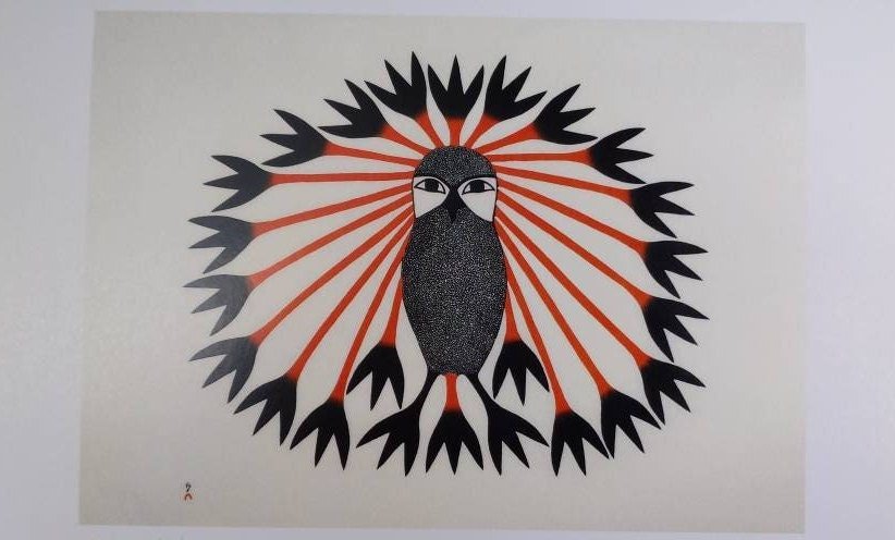 Majestic Owl, 2011 by Kenojuak Ashevak Inuit Artist 6"x9" Art Card