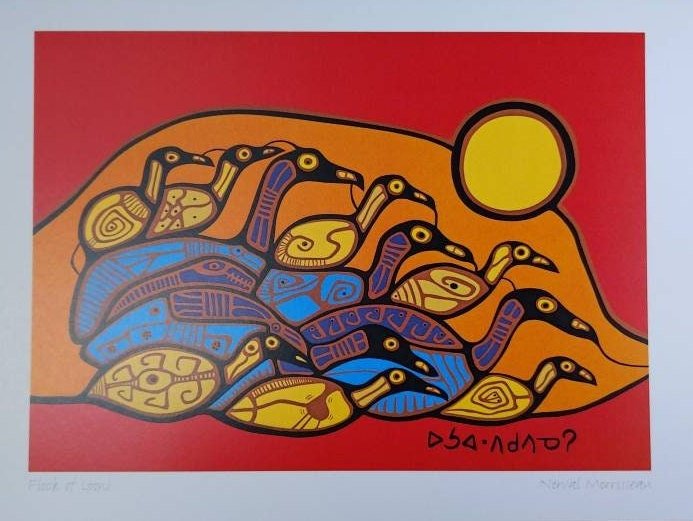 Flock of Loons by Norval Morrisseau Ojibway Artist 6"x9" Art Card