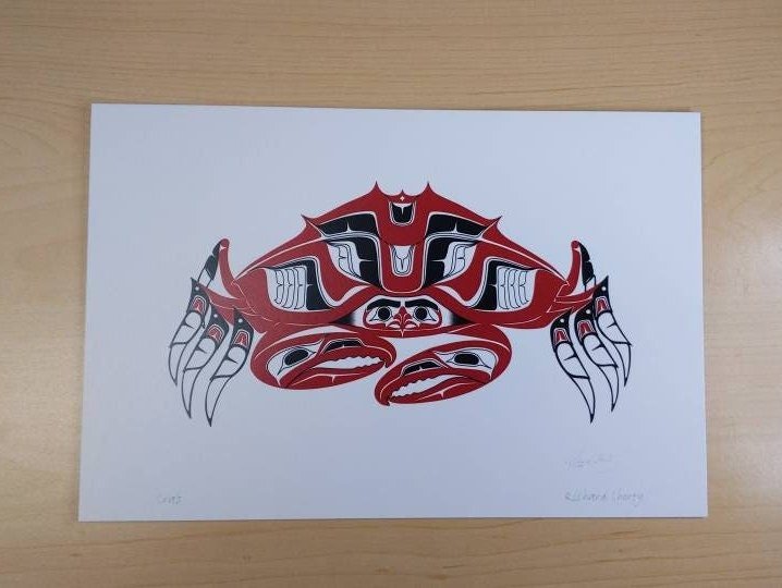 Crab by Richard Shorty Northern Tutchone Yukon Artist 6"x9" Art Card