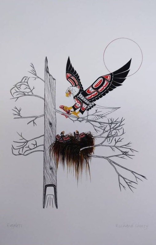 Eaglets by Richard Shorty Northern Tutchone Yukon Artist 6"x9" Art Card