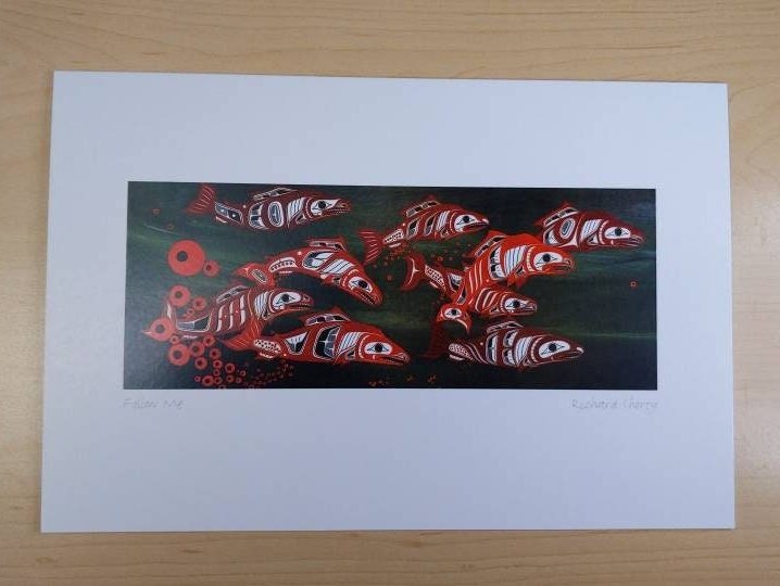 Follow Me Spawning Salmon by Richard Shorty Northern Tutchone Yukon Artist 6"x9" Art Card