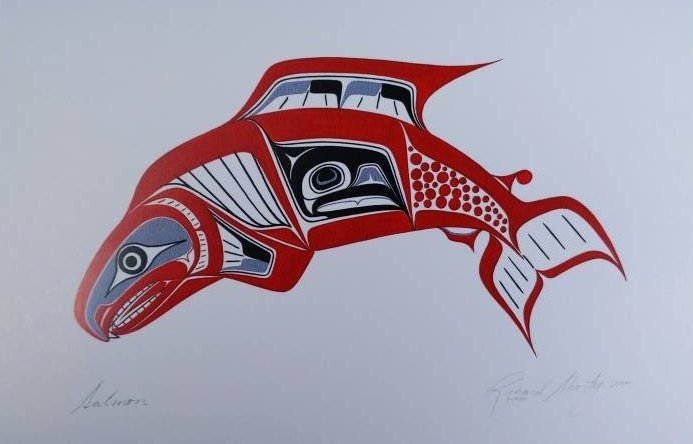 Salmon by Richard Shorty Northern Tutchone Yukon Artist 6"x9" Art Card