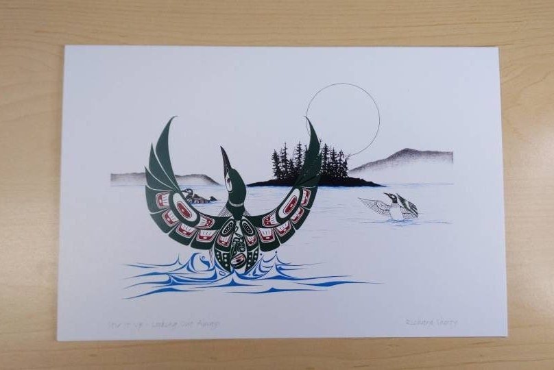 Stir It Up - Looking Out Always - Loon by Richard Shorty Northern Tutchone Yukon Artist 6"x9" Art Card
