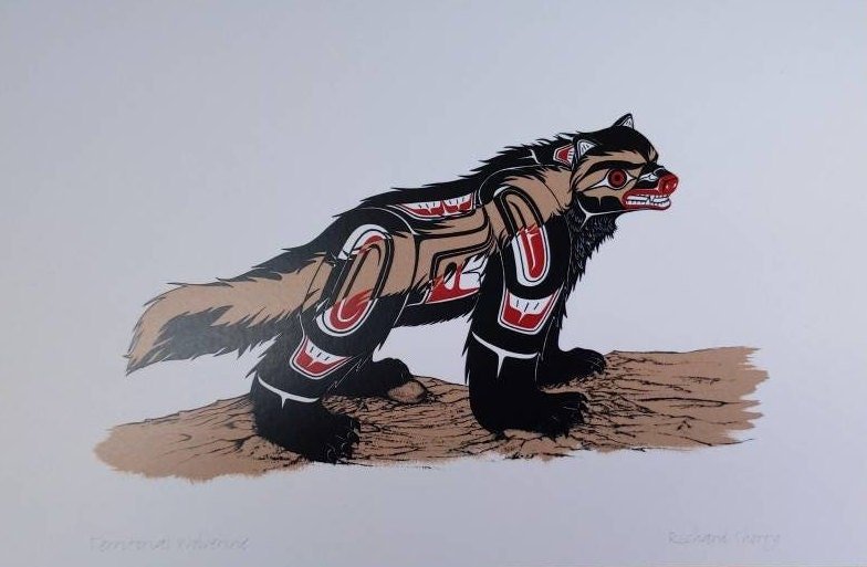 Territorial Wolverine by Richard Shorty Northern Tutchone Yukon Artist 6"x9" Art Card