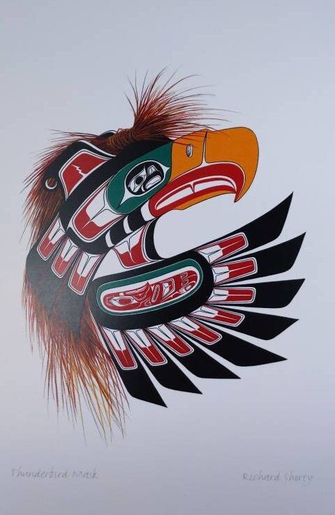 Thunderbird Mask by Richard Shorty Northern Tutchone Yukon Artist 6"x9" Art Card