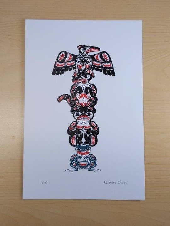 Totem by Richard Shorty Northern Tutchone Yukon Artist 6"x9" Art Card