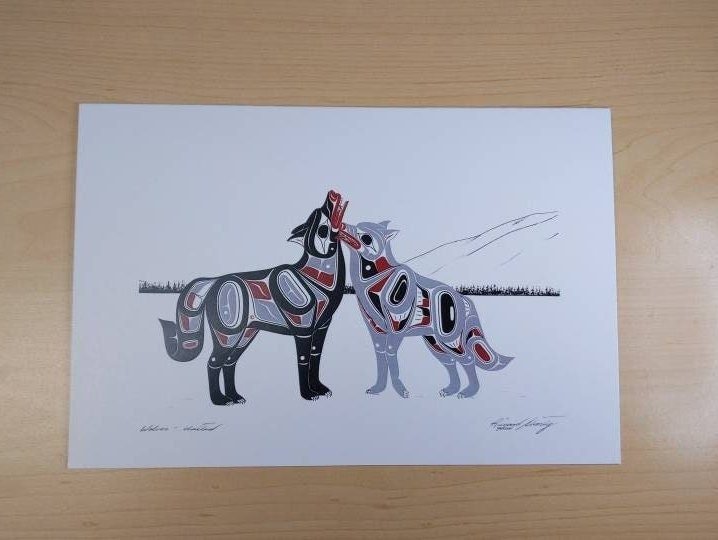 Wolves United by Richard Shorty Northern Tutchone Yukon Artist 6"x9" Art Card