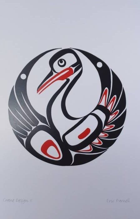 Crane Design 2 by Eric Parnell Haida Artist 6"x9" Art Card