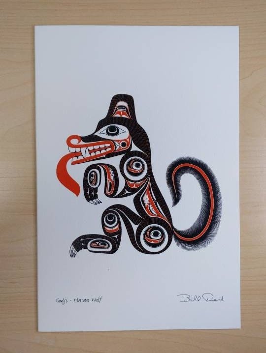 Godji Haida Wolf by Bill Reid Haida Artist 6"x9" Art Card