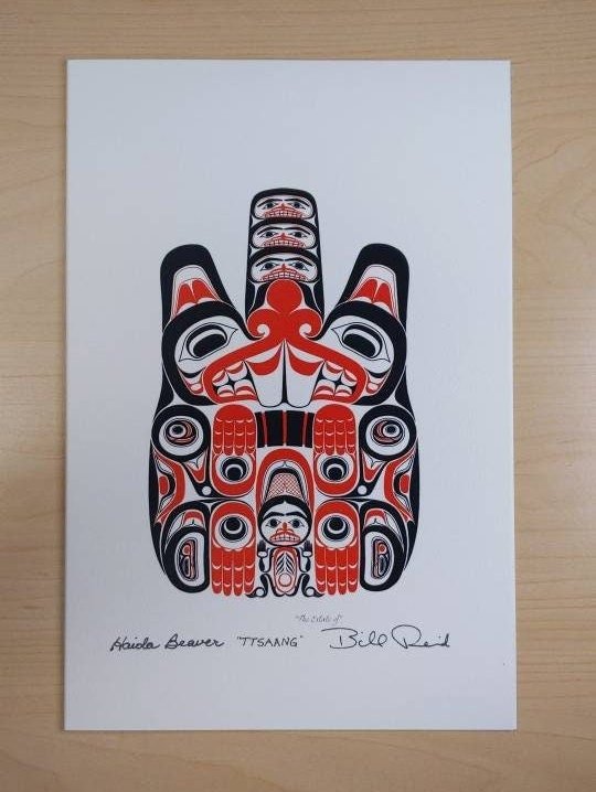 Haida Beaver "TTSAANG" by Bill Reid Haida Artist 6"x9" Art Card
