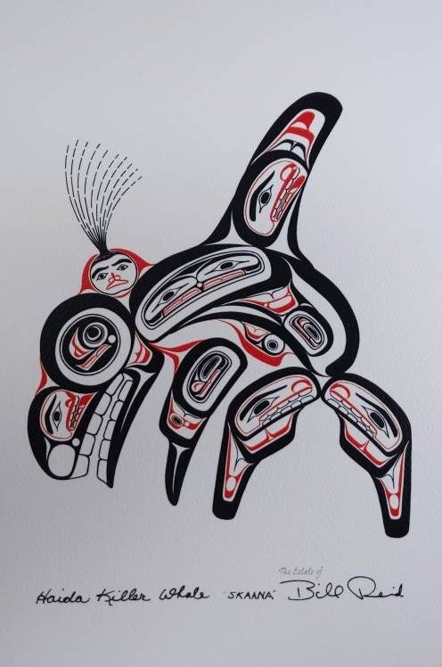 Haida Killer Whale "SKAANA" by Bill Reid Haida Artist 6"x9" Art Card
