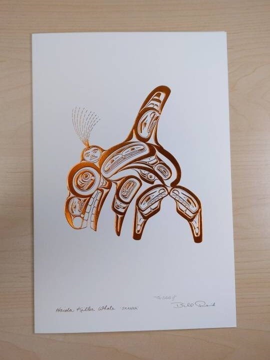 Haida Killer Whale by Bill Reid Haida Artist 6"x9" Copper Embossed Art Card
