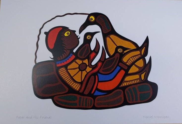 Peter and His Friends by Norval Morrisseau Ojibway Artist 6"x9" Art Card