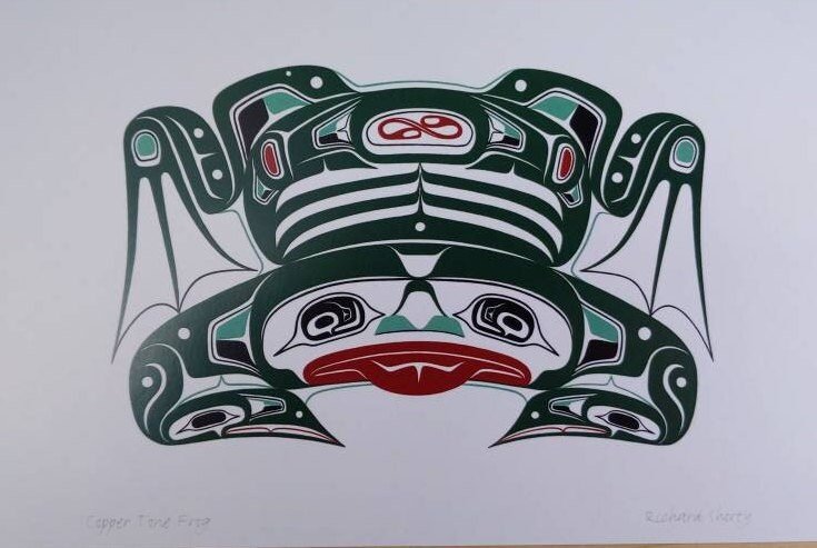 Copper Tone Frog by Richard Shorty Northern Tutchone Yukon Artist 6"x9" Art Card