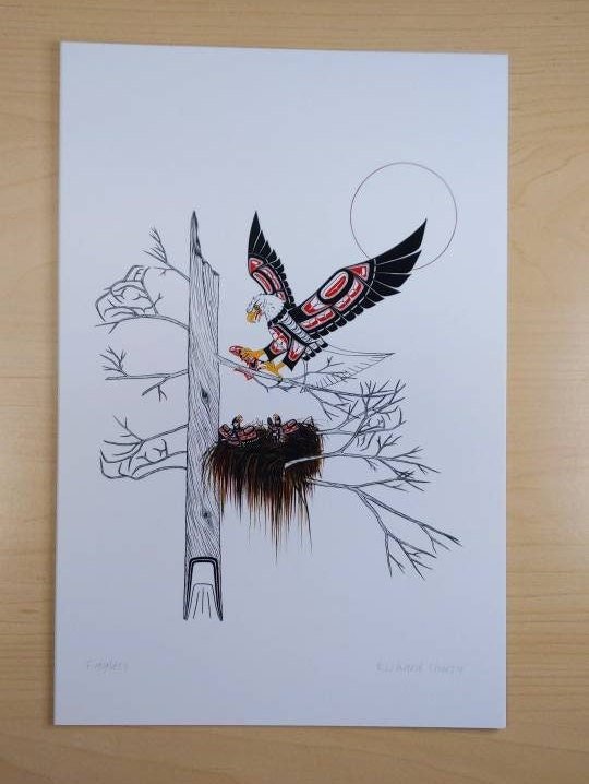 Eaglets by Richard Shorty Northern Tutchone Yukon Artist 6"x9" Art Card