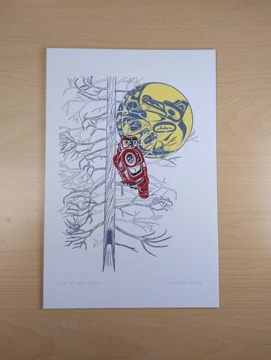 Quiet of the Night - Owl by Richard Shorty Northern Tutchone Yukon Artist 6"x9" Art Card