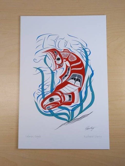 Salmon Eagle by Richard Shorty Northern Tutchone Yukon Artist 6"x9" Art Card