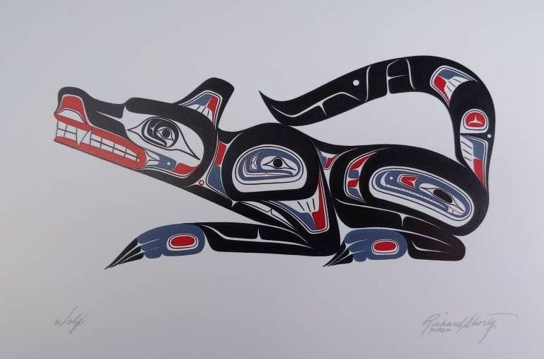 Wolf by Richard Shorty Northern Tutchone Yukon Artist 6"x9" Art Card