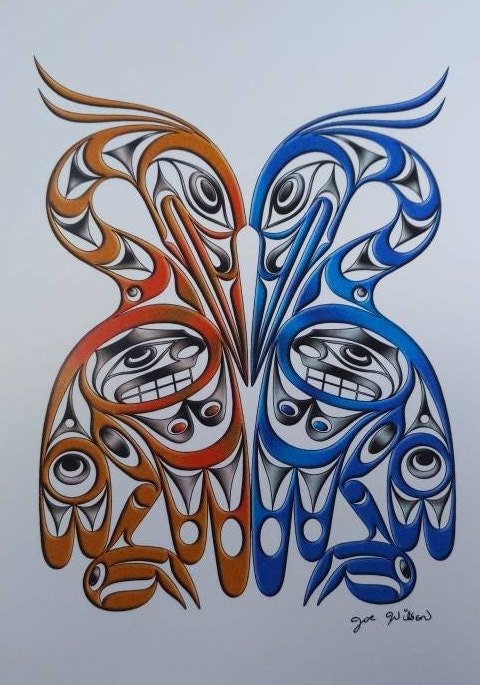 Herons - For Life 2 by Joe Wilson Salish Artist 6"x9" Art Card
