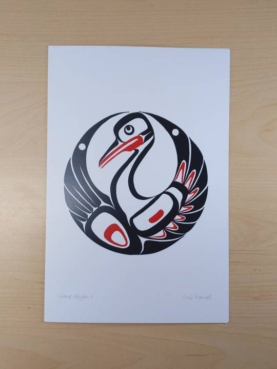 Crane Design 2 by Eric Parnell Haida Artist 6"x9" Art Card