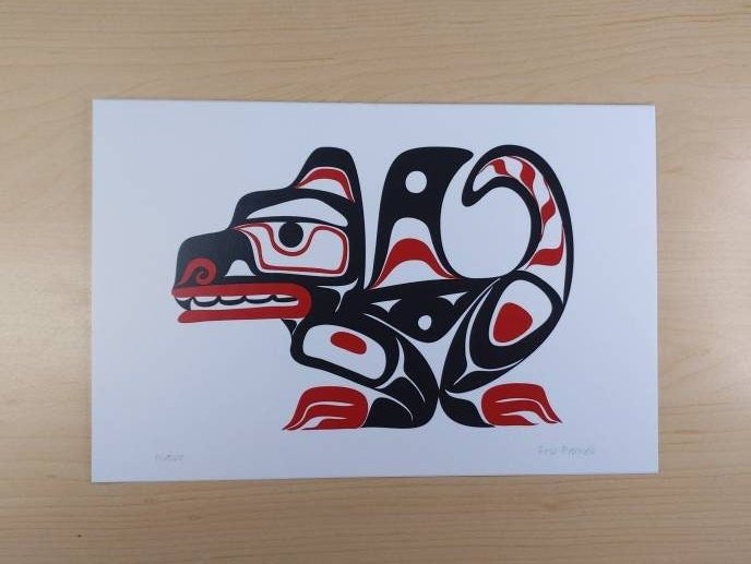 Wasco Sea Wolf by Eric Parnell Haida Artist 6"x9" Art Card