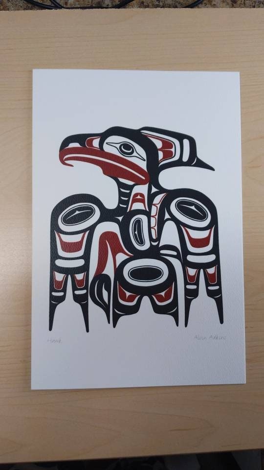 Hawk by Alvin Adkins Haida Artist 6"x9" Art Card
