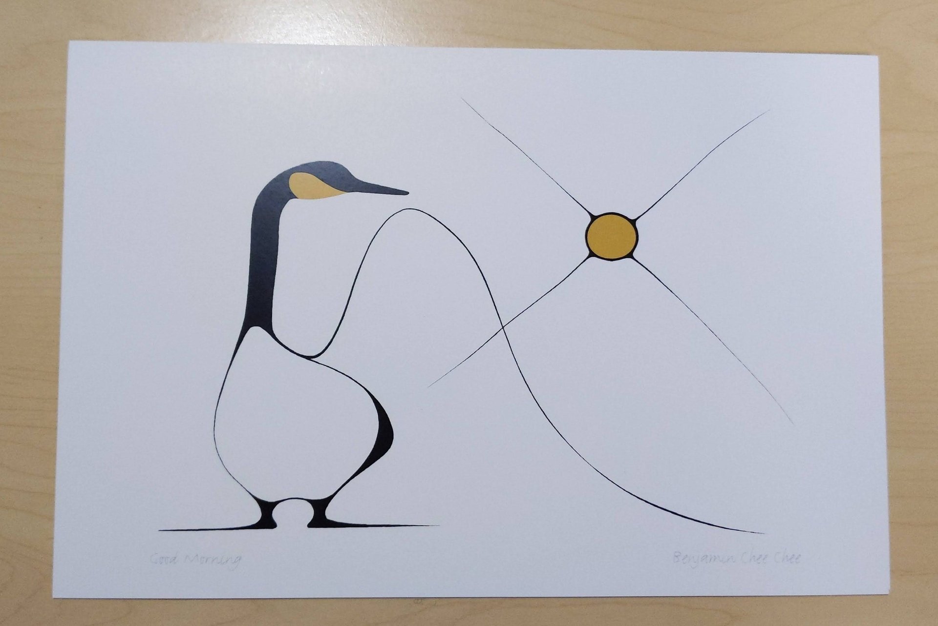 Good Morning by Benjamin Chee Chee Ojibway Artist 6"x9" Art Card