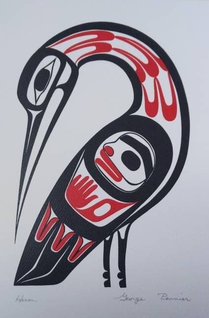 Heron by George Pennier Coast Salish Artist 6"x9" Art Card