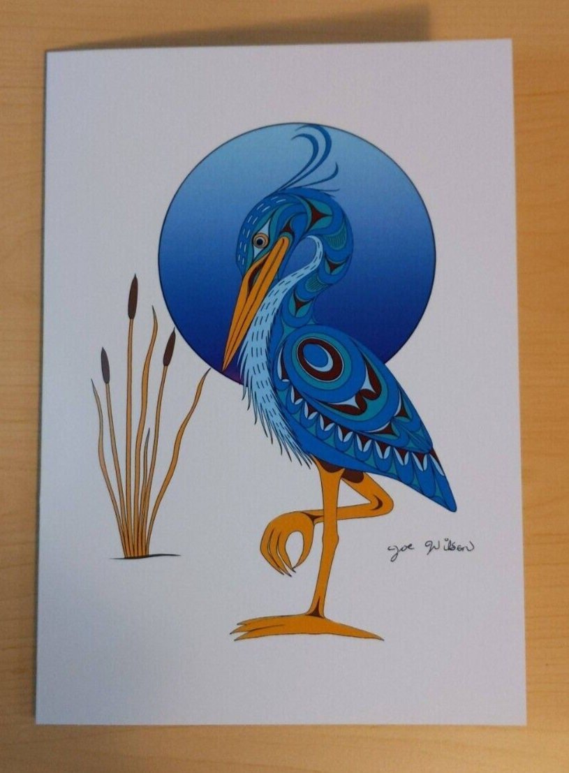 Blue Heron by Joe Wilson Salish Artist 6"x9" Art Card