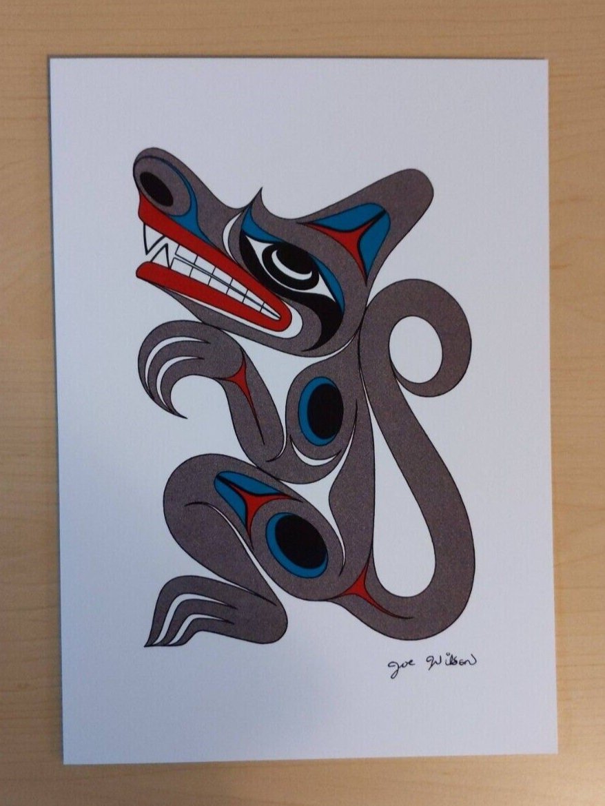Salish Wolf by Joe Wilson Salish Artist 6"x9" Art Card