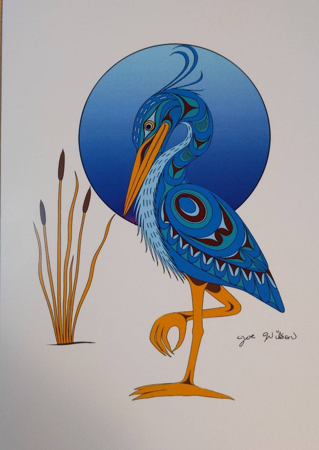 Blue Heron by Joe Wilson Salish Artist 6"x9" Art Card