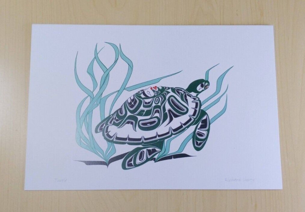 Turtle by Richard Shorty Northern Tutchone Artist 6"x9" Art Card