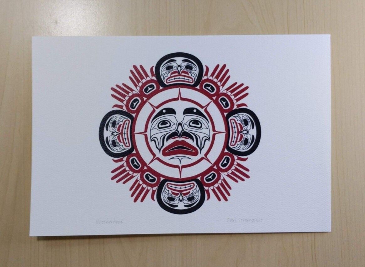 Brotherhood by Carl Stromquist Interior Salish Artist 6"x9" Art Card
